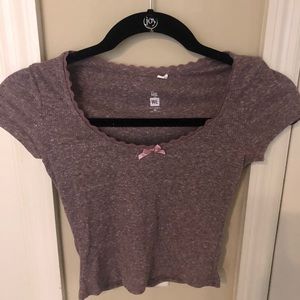 Short sleeve purple crop top